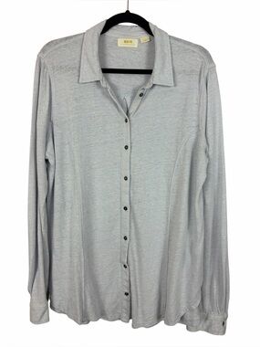Maeve Anthropologie Light Blue Knit Button Front Collared Shirt Large